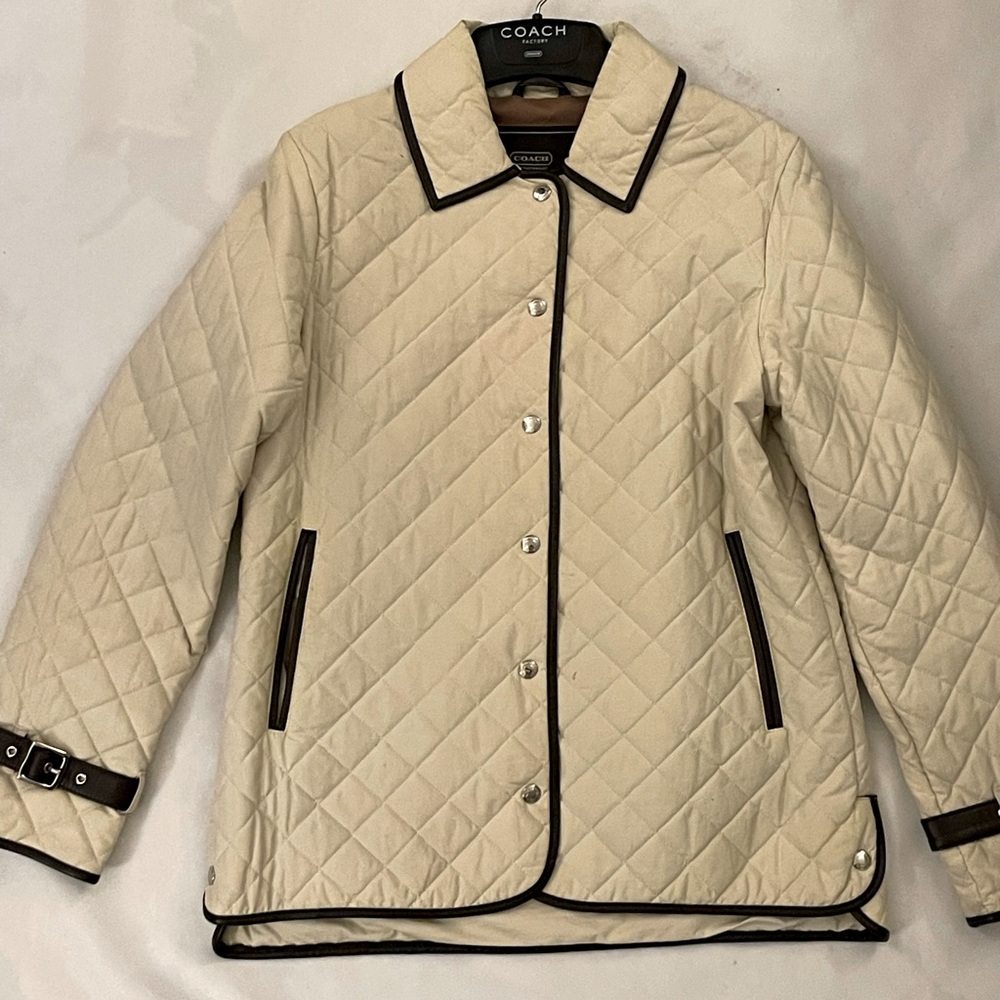 Coach Cream With Brown Leather Trim Size Small Woman